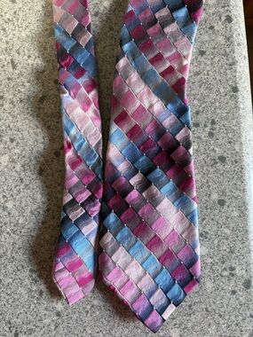Van Heusen Pink Blue Purple Geometric Silk Tie